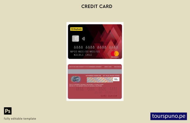 lista para imprimir plantilla de mastercard estándar MayBank de Filipinas